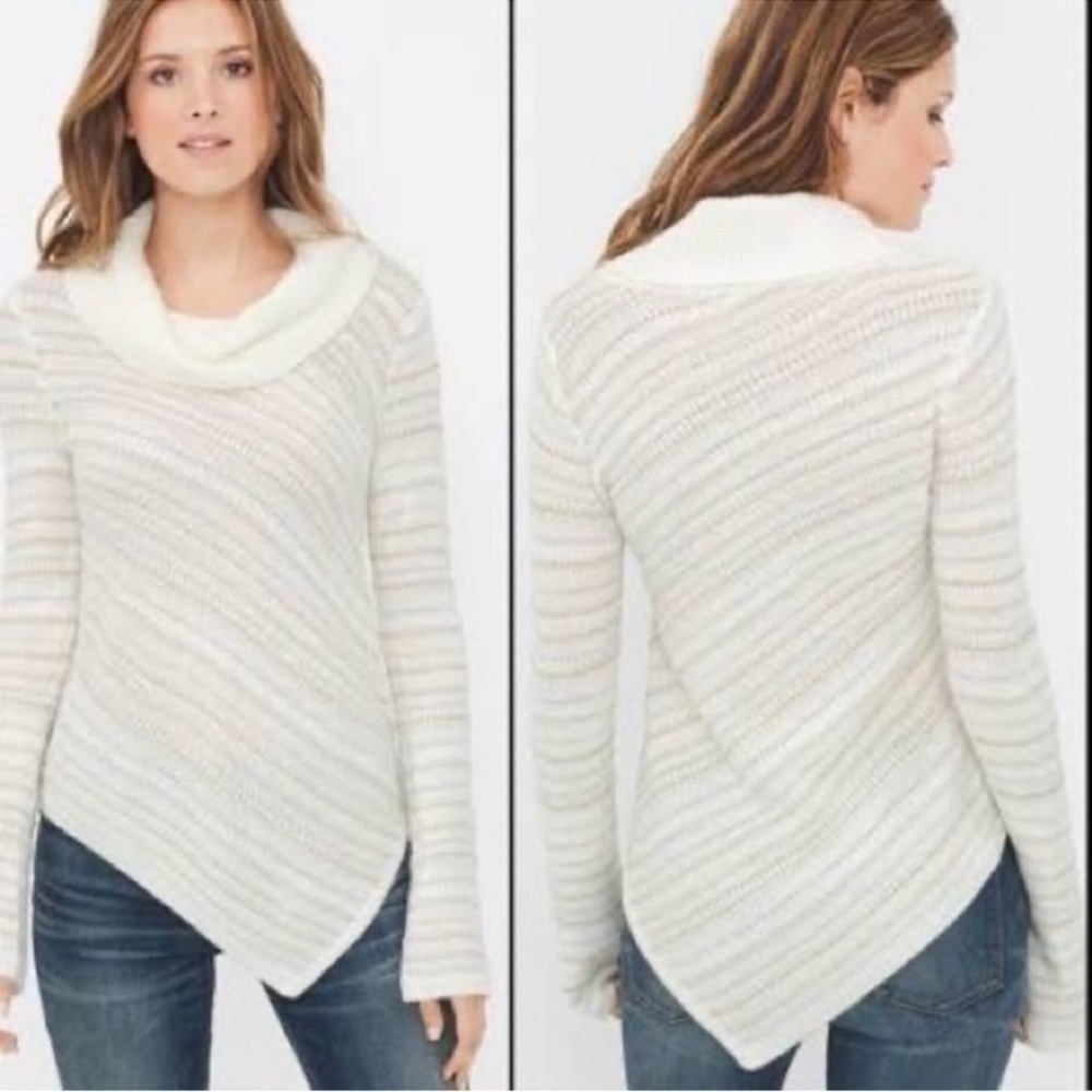 White House Black Market Cowl Neck Asymmetric Hem Sweater